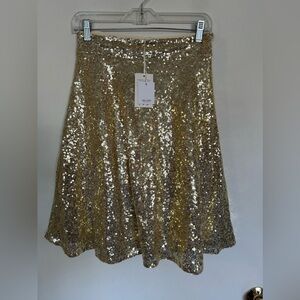 NWT, Grace Karen gold all over sequent skirt small
